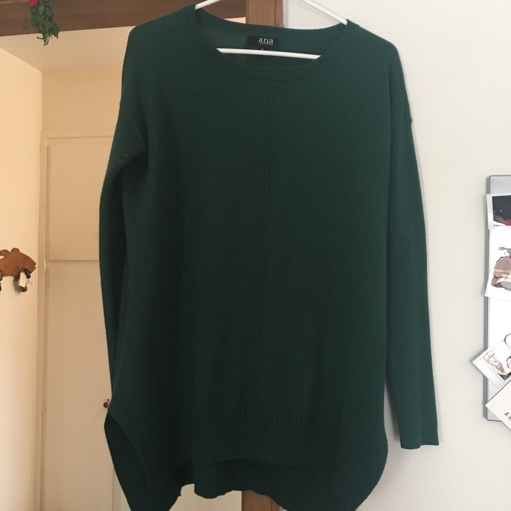 Long, soft, warm forest green sweater